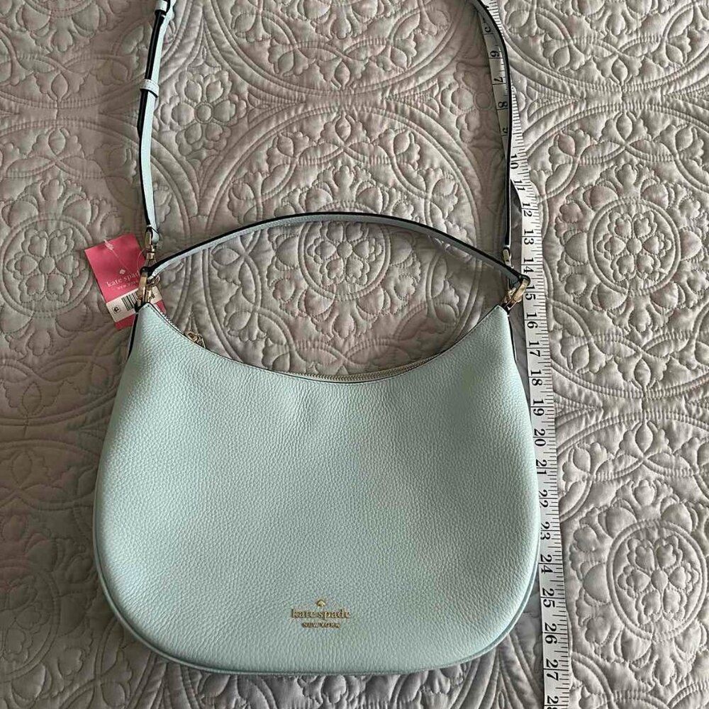 NWT Kate Spade Weston Frosty Sky Leather Large Shoulder Crossbody Bag K8453 $399 - Picture 7 of 8